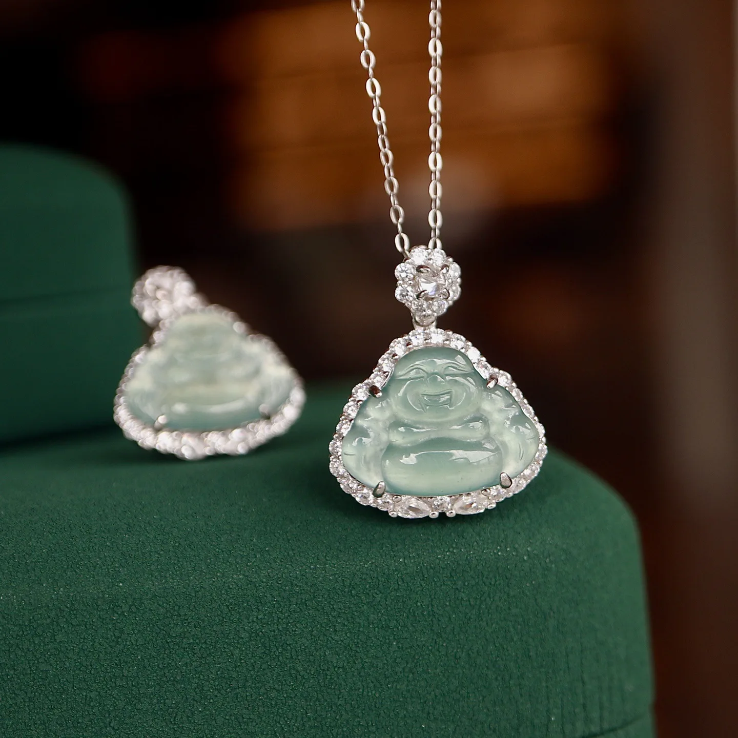 قلادة من اليشم الطبيعي من الدرجة الأولى مع سلسلة من الفضة الإسترلينية عيار 925 للرجال والنساء، مجوهرات فاخرة عصرية بلون الماء... #4