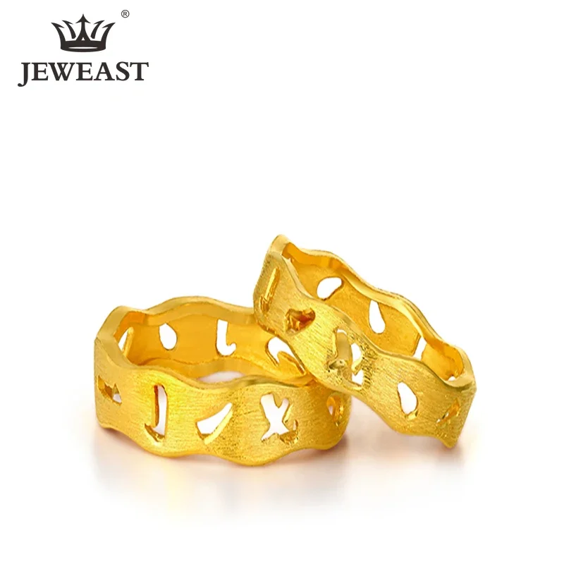 XXX24K Pure Gold Ring Real AU 999 Solid Gold Rings Elegant Shiny Heart Beautiful Upscale Trendy Classic Jewelry  New 2023