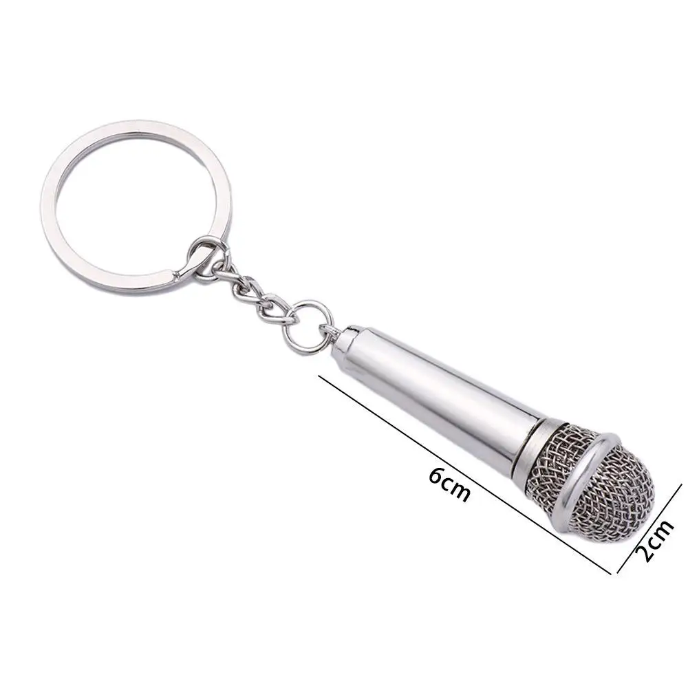 Microphone Keyring Singer Rapper Music Lover Rock Roll Best Friends Bag Charm Pendant Keychain Music Jewelry Gifts