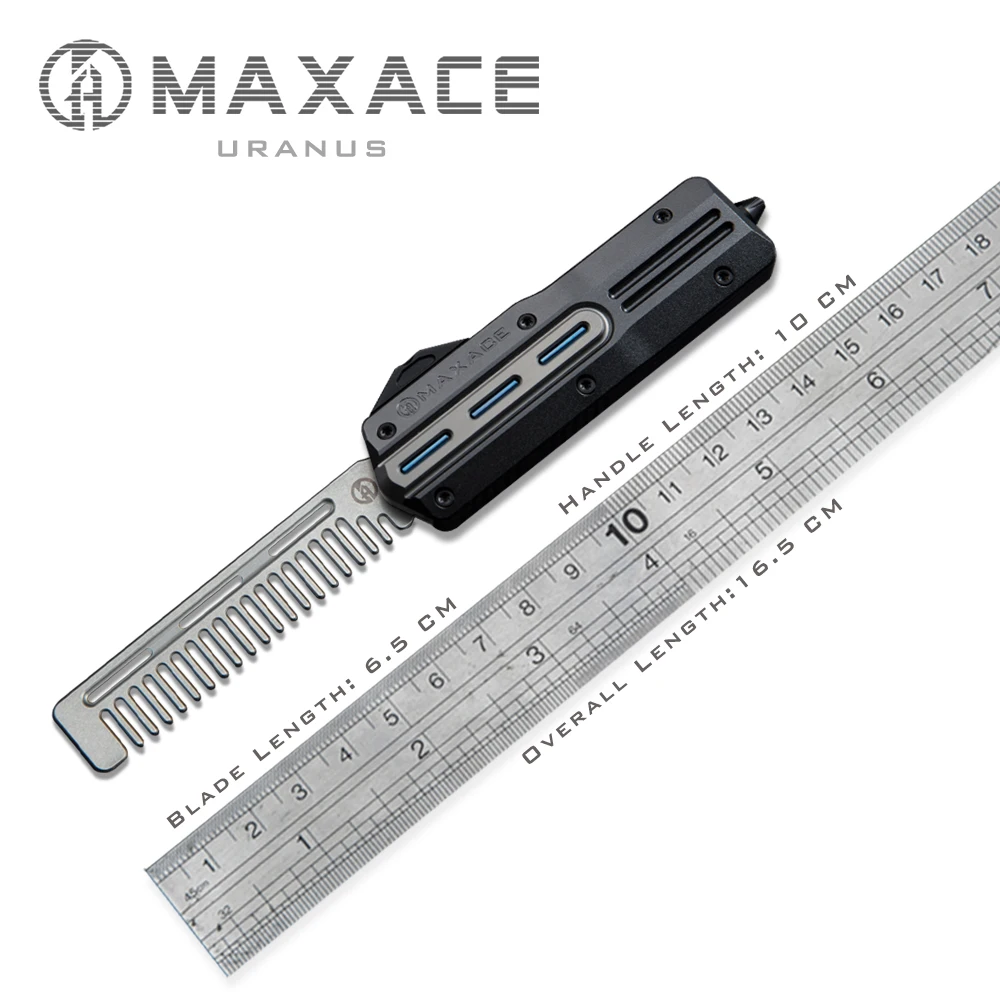 Maxace kinfe URANUS OTF Aluminium Handle  Comb Outdoor toys Hunting Camping Edc Tools Folding Knife