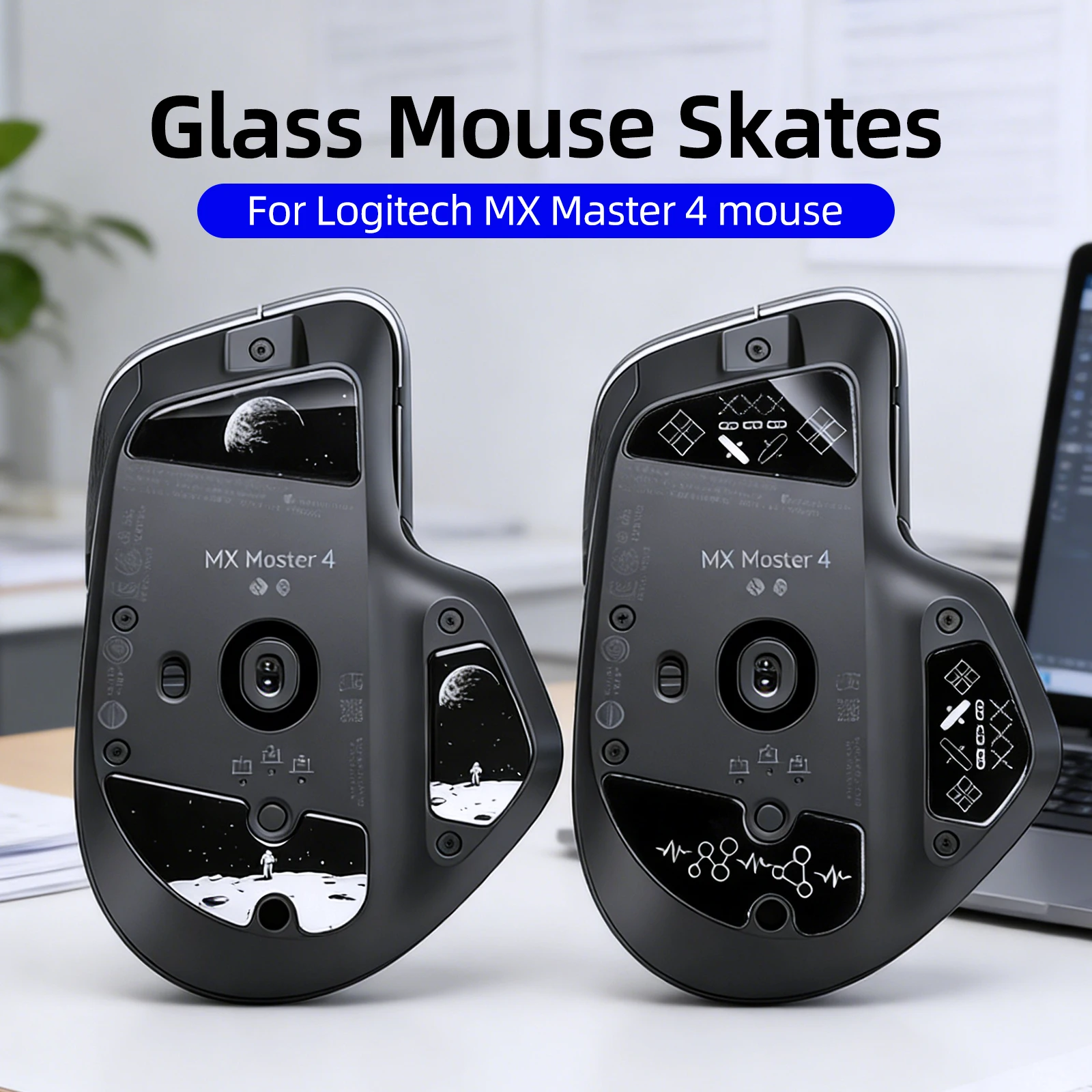 Ślizgacze do myszy UCONS Glass Mouse Skates dla Logitech MX Master 4, gładkie, trwałe, cienkie, z zakrzywionymi krawędziami 2.5D, akcesoria do myszy gamingowej — zdjęcie produktu 6