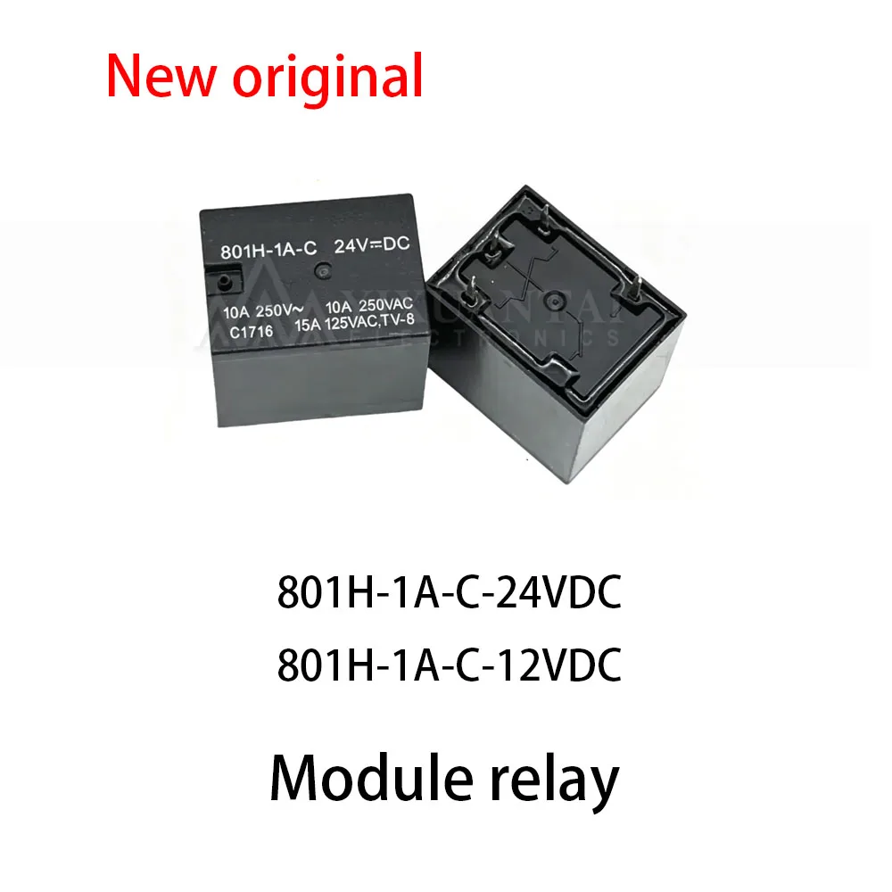 10Pcs 801H-1A-C-24VDC 801H-1A-C-12VDC Relay 10A 4-pin