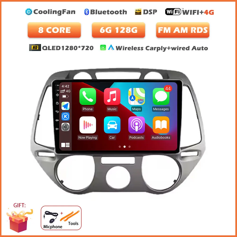 Android 16 Auto Wireless Carplay voor Hyundai i20 2008-2012 autoradio stereo multimediaspeler navigatie touchscreen tools