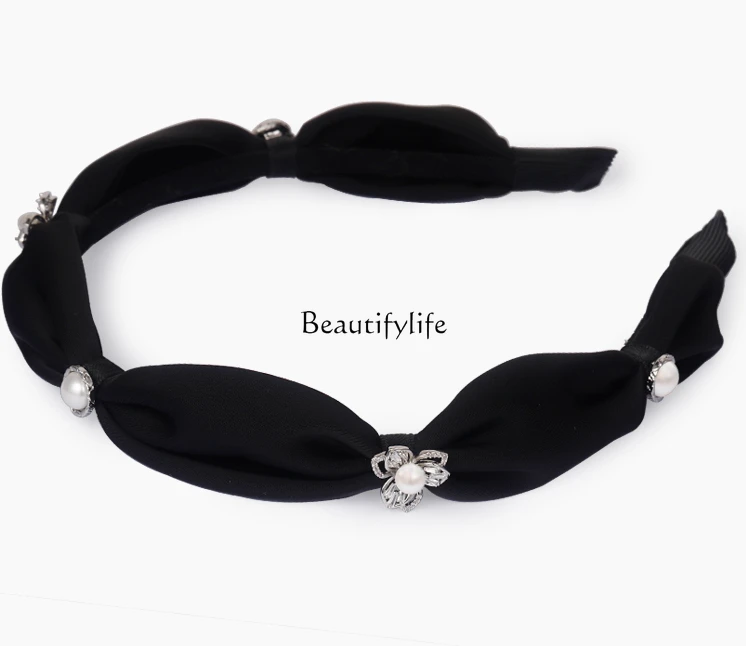 

Wide-Brimmed Retro Flower Hair Accessories High-End Headband Black Elegant Headdress