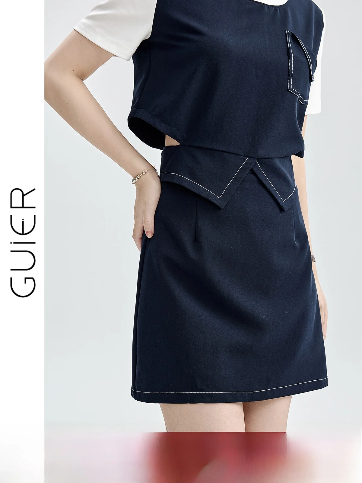 

Guier High Waist A-Line Skirt Women's Summer New Style Retro Personality Half Body Skirt Slimming Short Skirt