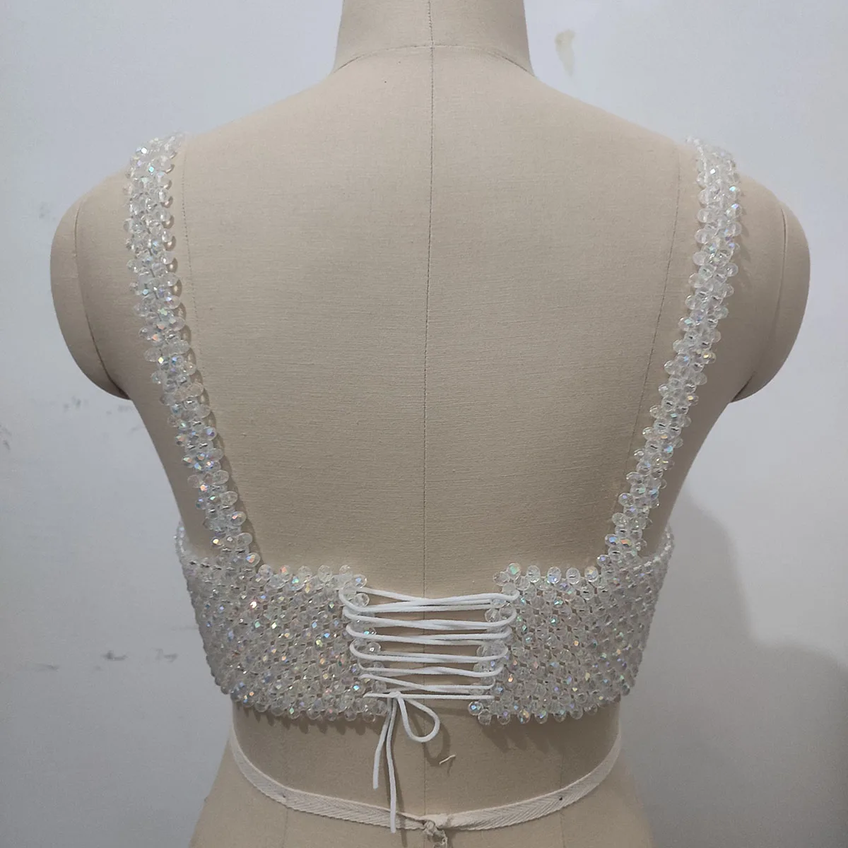 2023 Autumn Women Office Lady Crytal Vest Glittering Bead Bra Luxurious Body Chains Sexy Beaded Underwear Hand-made Bikini Top