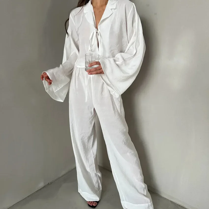

2025 New Loose, Soft and Comfortable Long Sleeved Pants, Summer Thin Sleepwear for Women