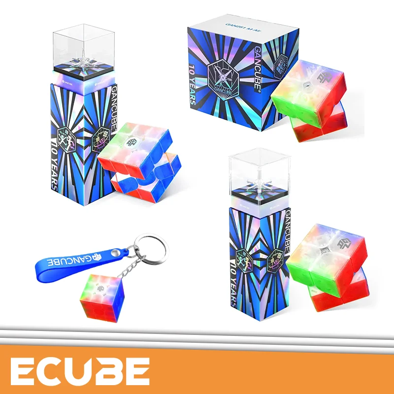 [ecube]-gan-10周年記念エディション-3x3-マグネティックスピードキューブ-透明ステッカーレスギフトセット-gan15-251mair-251leap-330