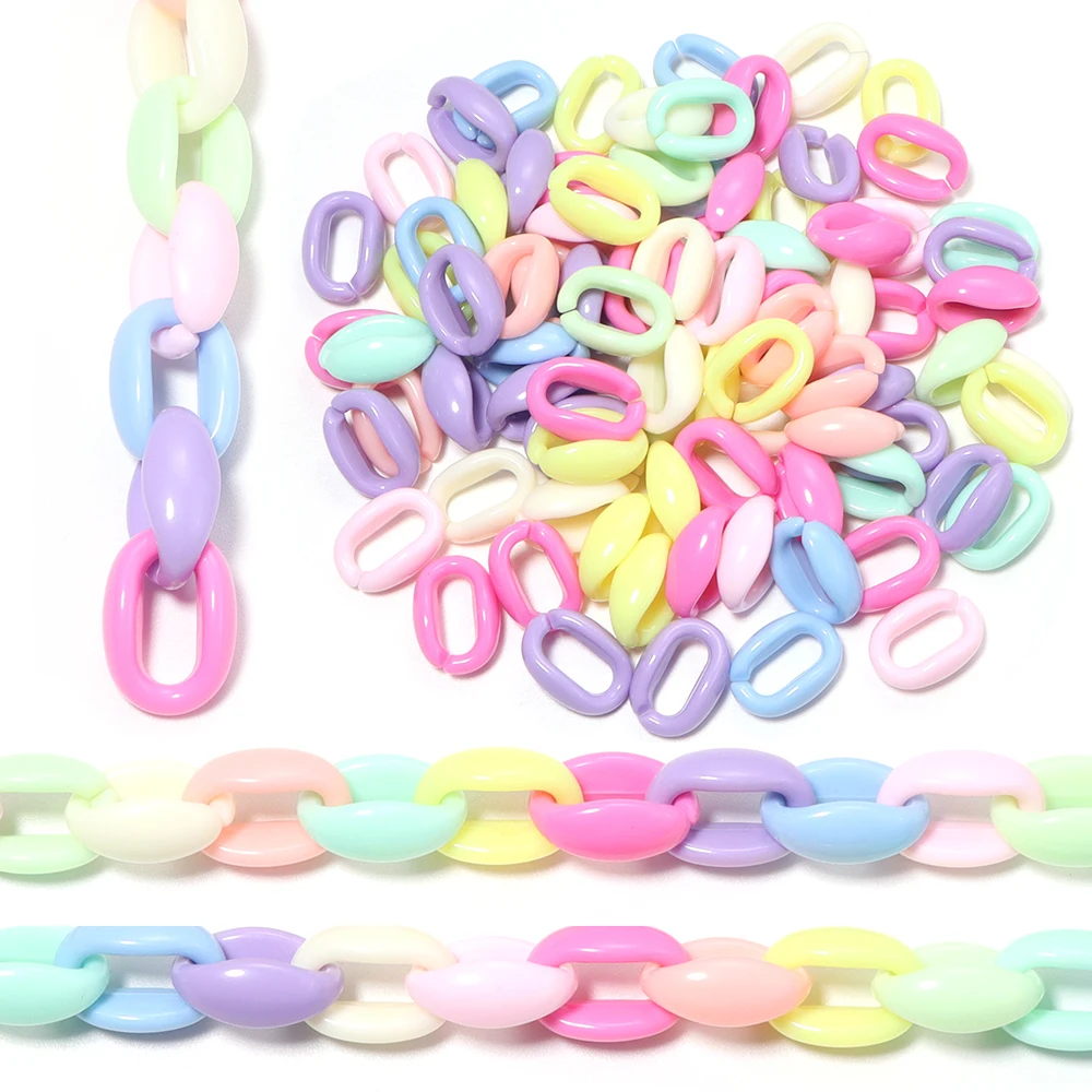 100 Stück Acryl-Verbindungskettenperlen in Macaron-Farben für DIY-Halsketten, Kleidung, Taschenketten, Schmuckherstellungszubehör
