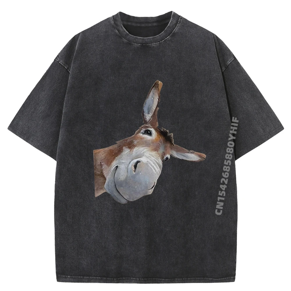 

Peach Bruh Donkey Art Donkey Head Smile Eagerlys Raglan Graphic Tees Men's Clothes Funny Washed Shirt Japan Style