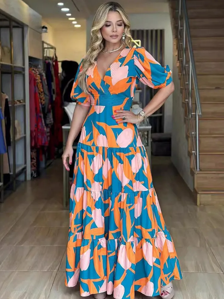 

Elegant African Dresses For Women Dashiki 2024 Summer Autumn Maxi Dress Ladies Traditional African Clothing Fairy Long Dress