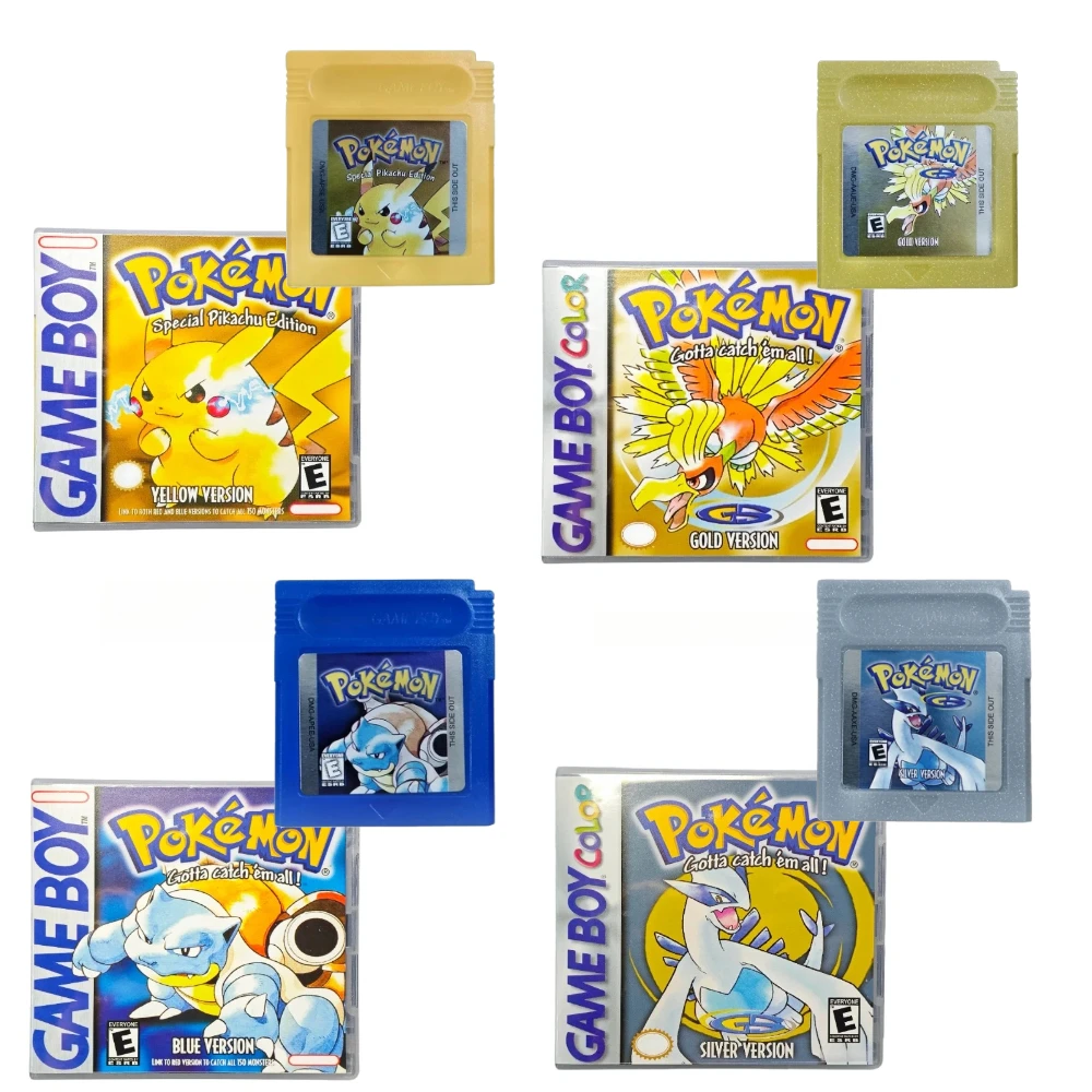 Paquete de 7 Cartuchos de Juego Clásicos de Pokémon para Game Boy Color GBA SP, Tarjeta de Juego Retro RPG para Colección de Fans de Pokémon