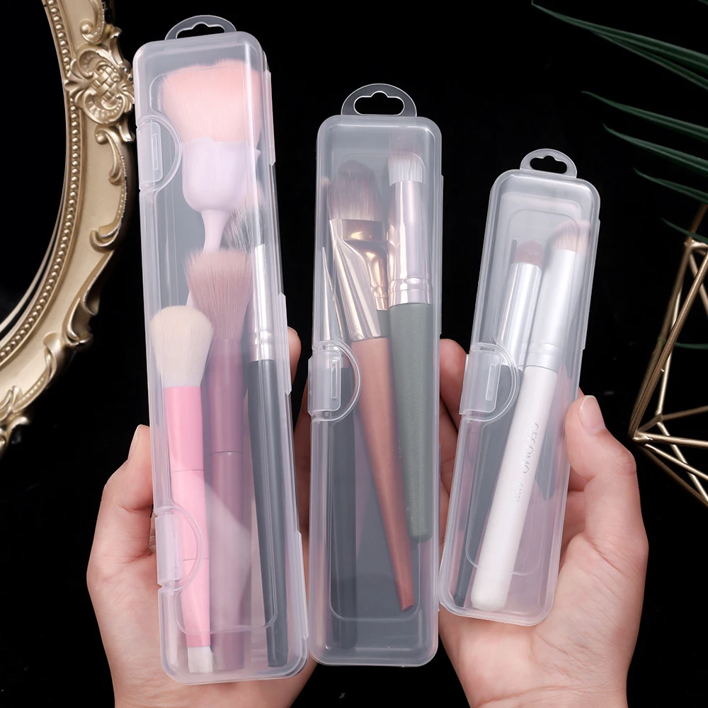 1PC Portable Makeup Brush Organizer Eyebrow Pencil Tableware Chopsticks Transparent with Cover Storage Box Kitchen Accessories