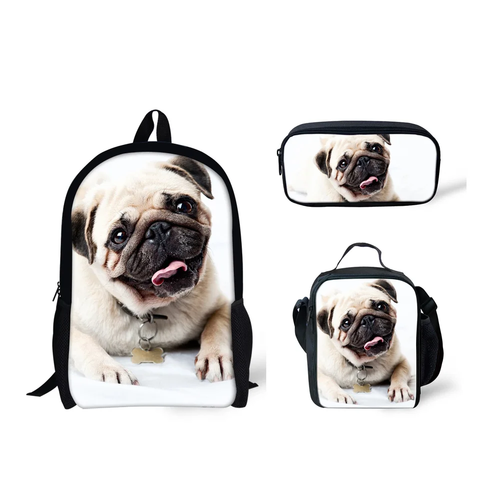 

Belidome Funny Pug Design 3Set School Bags Set for Teen Boys Girls Schoolbag Backpack for Student Bookbag Mochila Infantil