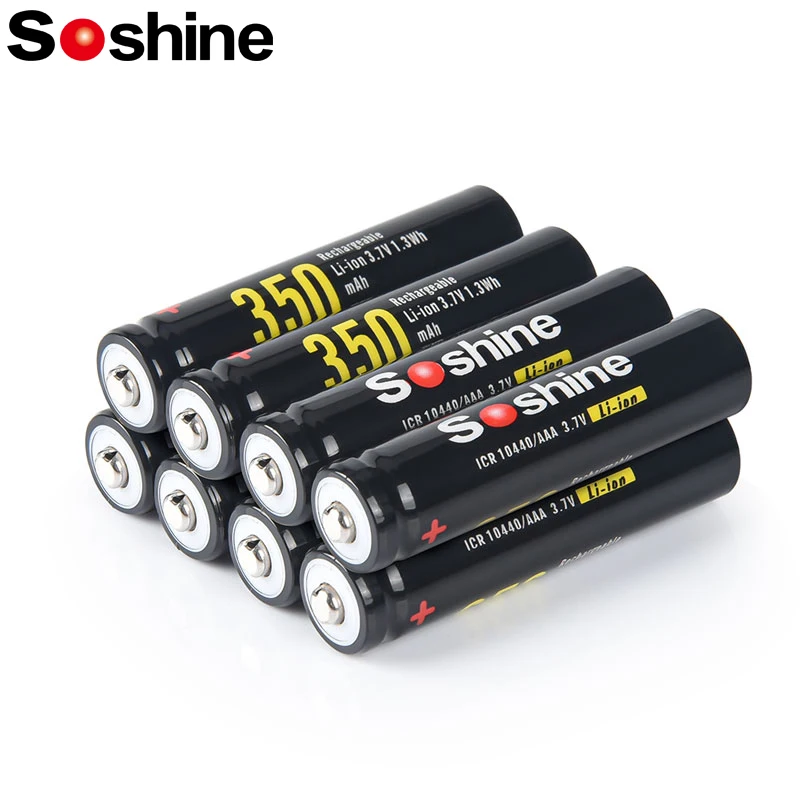 Soshine AAA 10440 350mAh Li-ion Batteries 3.7V 350mAh Rechargeable Lithium AAA Battery for Microphone Headlamp Flashlight Radio