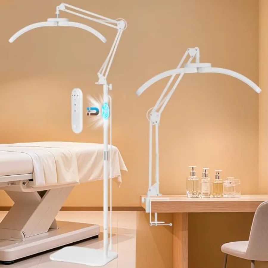 2-in-1 Lash Light - 2026 Upgraded Professional LED Half Moon Lamp for Eyelash Extensions, Tattoo, Nail Artists, Salon SPA, Adju