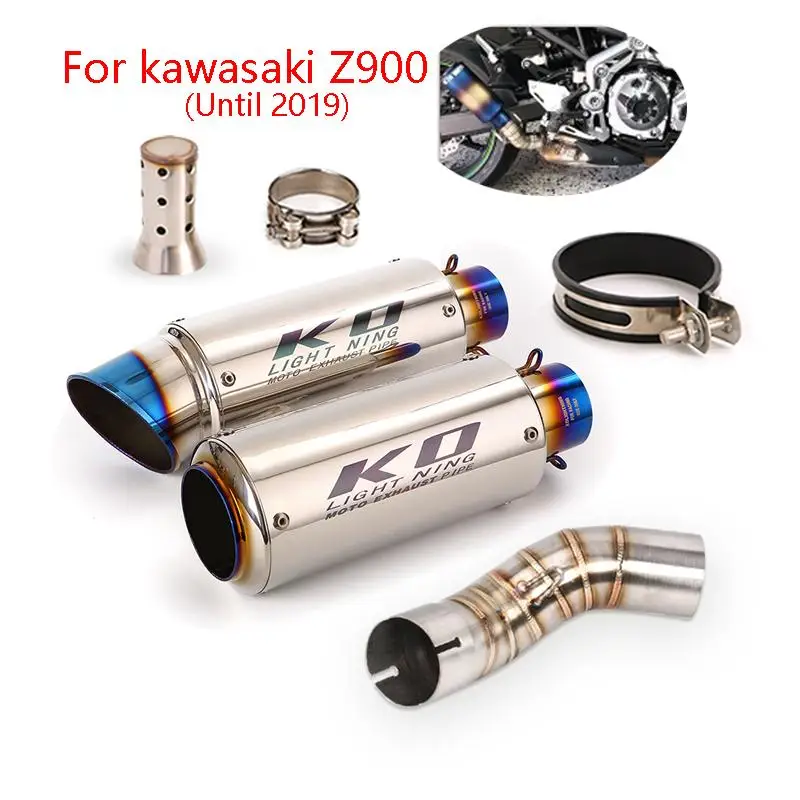 Motorcycle Exhaust Muffler Middle Link Pipe 51mm Stainless Steel Escape With DB Killer Slip On For Kawasaki Z900 Until 2019