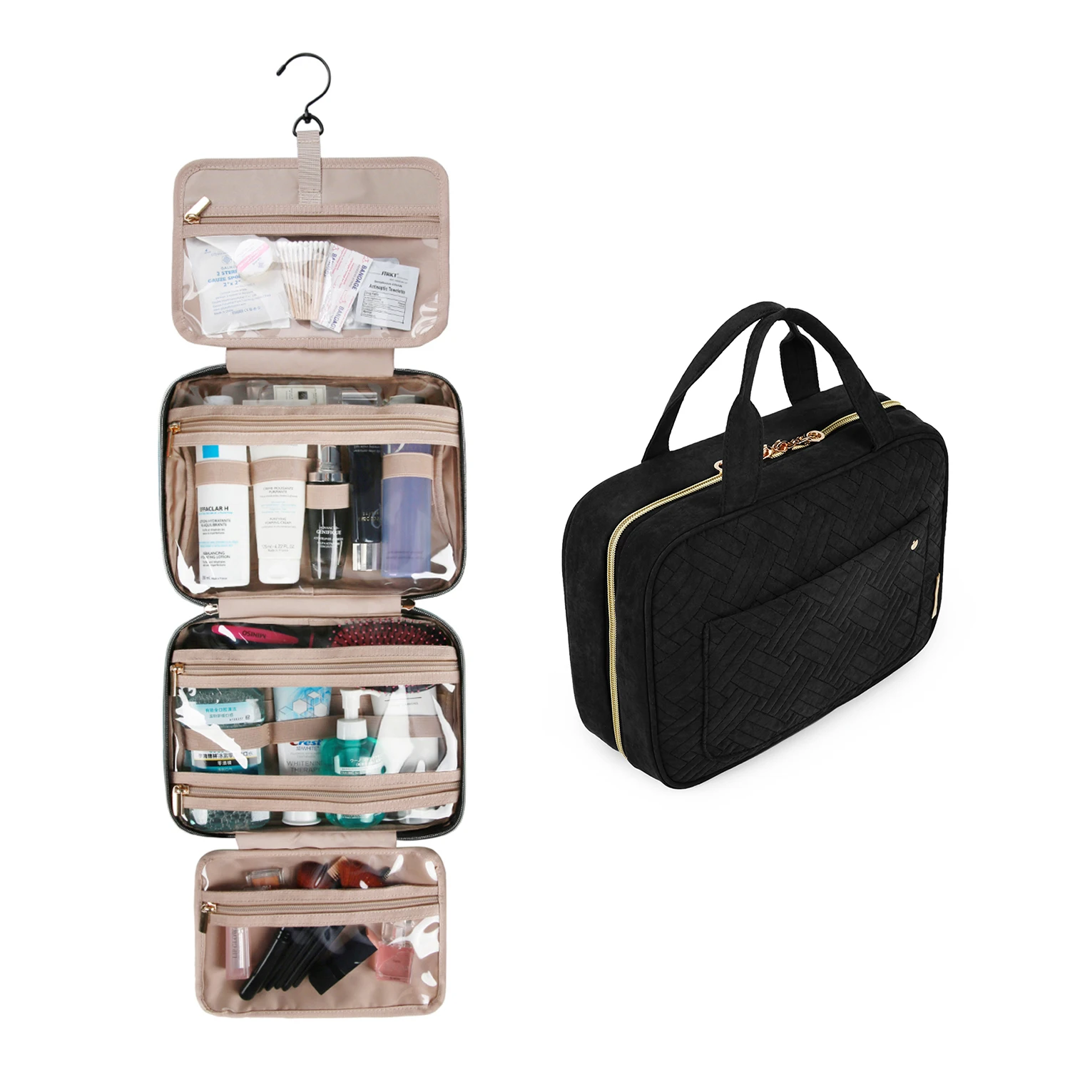 BAGSMART Make-up-Kosmetiktasche mit Haken zum Aufhängen, wasserabweisende Kulturtasche, Reise-Organizer für Organizer-Toilettenartikel in voller Größe