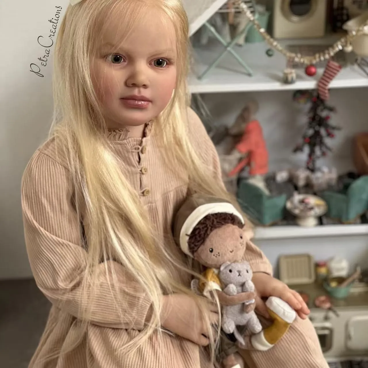 42in Huge Toddler Reborn Doll Kits Painted Girl Hand-Rooted Blonde Hair DIY Gift