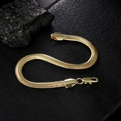New Fine 925 sterling silver plated 18K gold 6MM soft snake bone Chain Bracelets for Women men Fashion Party Gifts noble Jewelry