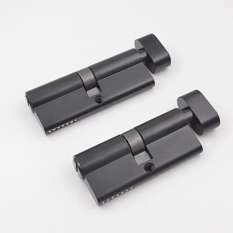 Black Brass Anti-theft Door Lock Cylinder with Knob Height 32mm Length 60-90mm with 5 Keys for Mechanical Locks image 3