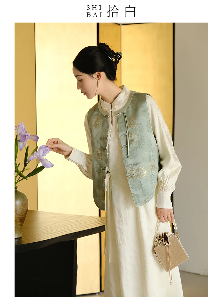 

Розовый традиционный китайский жилет ibai, оригинальный дизайн, женская модная блузка с воротником и пуговицами, осенняя новинка