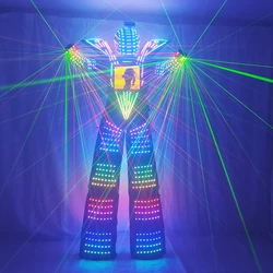 Traje führte Roboter Kostüm Kleidung Stelze Walking Leucht anzug Jacke Brust Display Helm Laser handschuhe