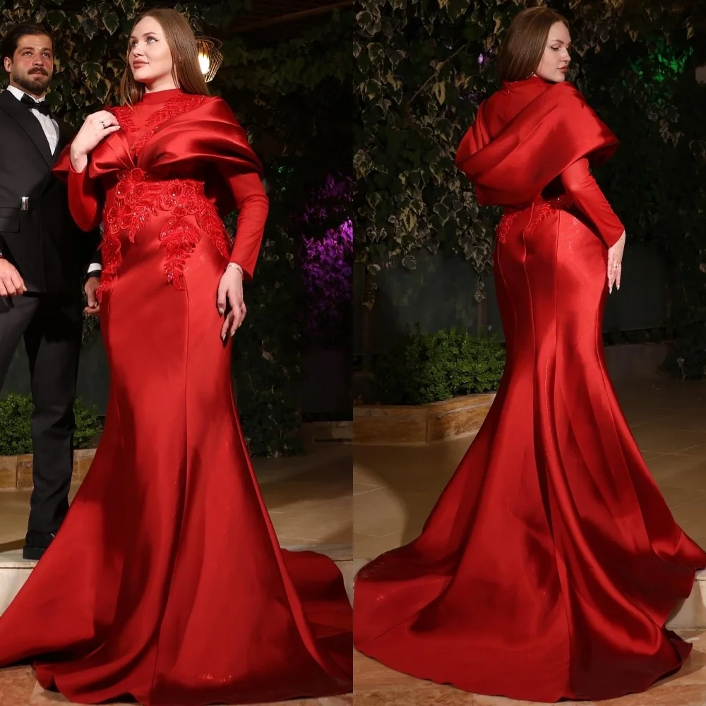 

Customized Sizes Available Charmeuse Sequined Pleat Trumpet High Collar Long Dresses Bespoke Occasion Sparkle