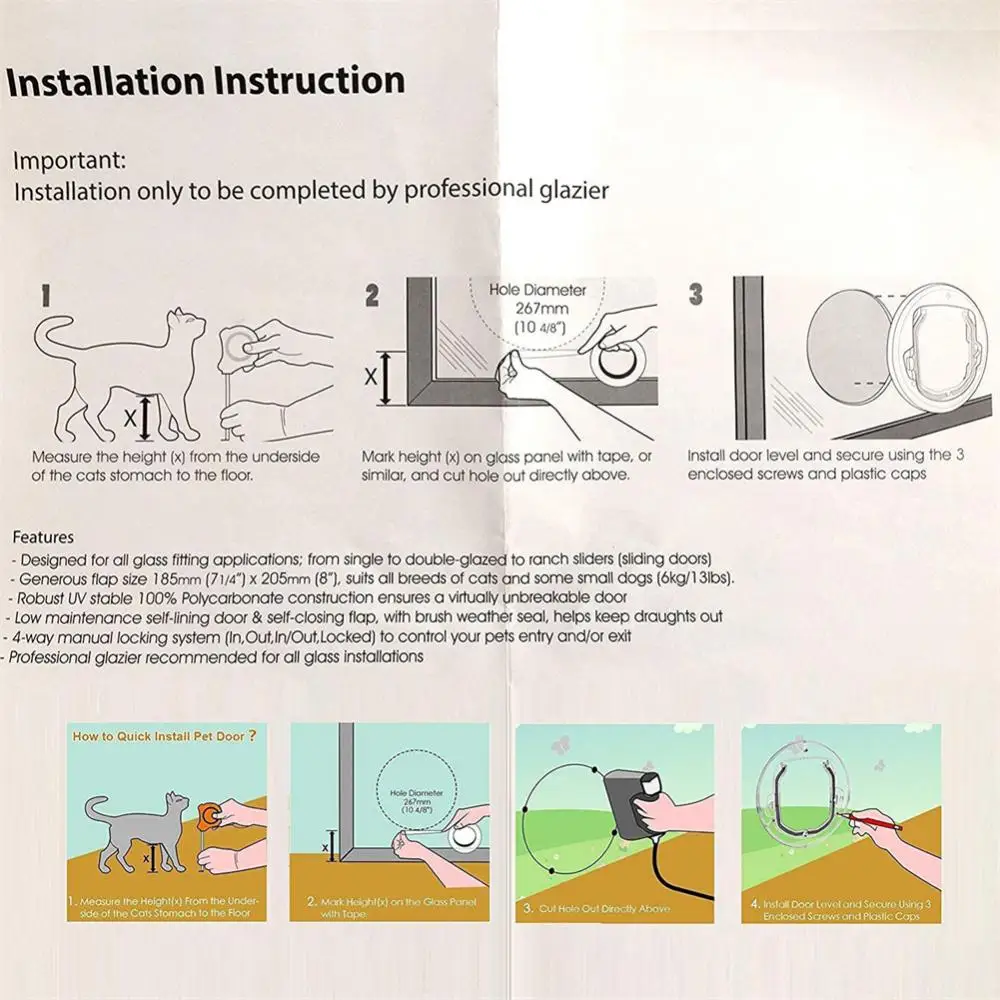 

Безопасная дверь для собак, простая в использовании функциональная, Лидер продаж, эффективная популярная дверь для домашних животных, дверь для кошек с замком, электронная дверь для домашних животных