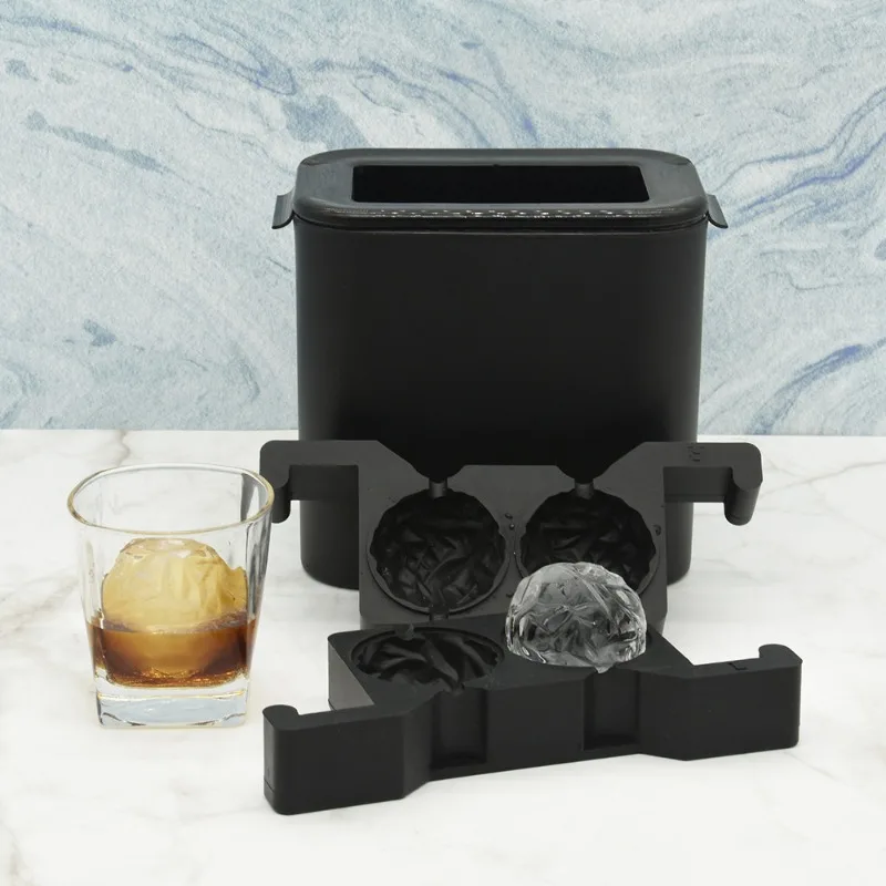 Clear Ice Ball Maker Silicone  Cube  Whiskey Tray Sphere Crystal  2.35 Inch  Transparent Round  Box Mold