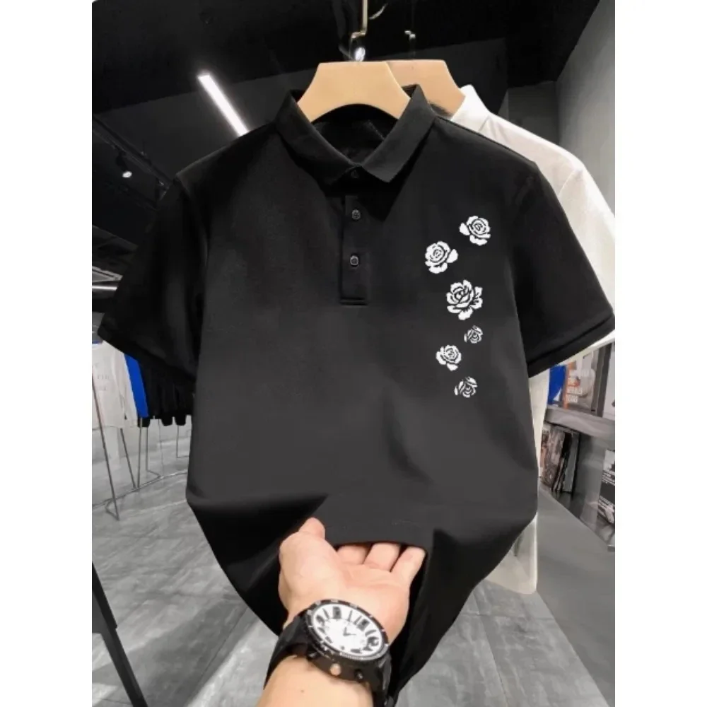

2025 French Fashion Short Sleeve Lapel Polo Casual New Summer Trend Brand Slim T-Shirt Versatile Trend Brand Men's Half Sleeve