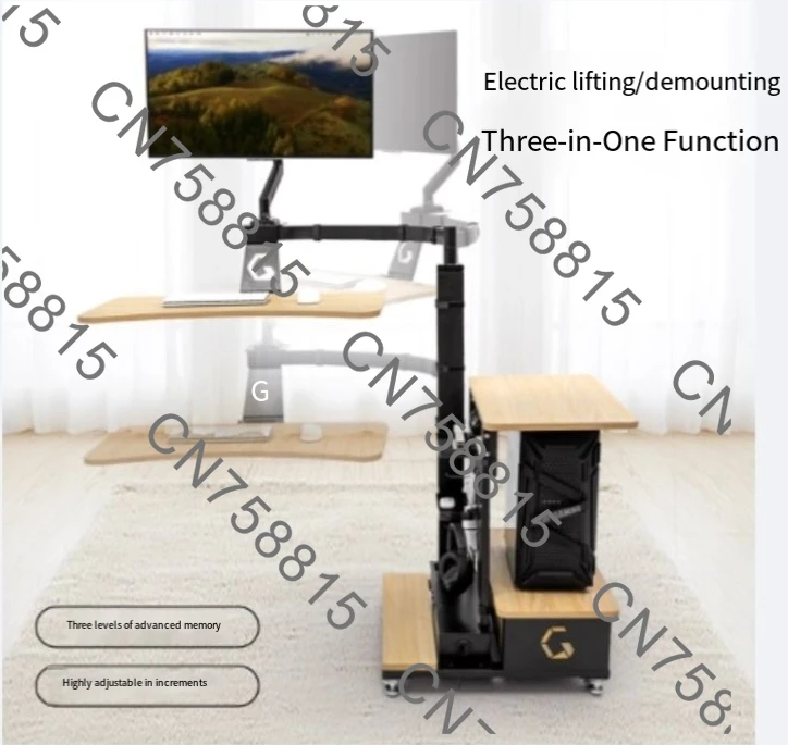 

Multifunctional electric suspension lifting table, computer table and chair set, monitor bracket
