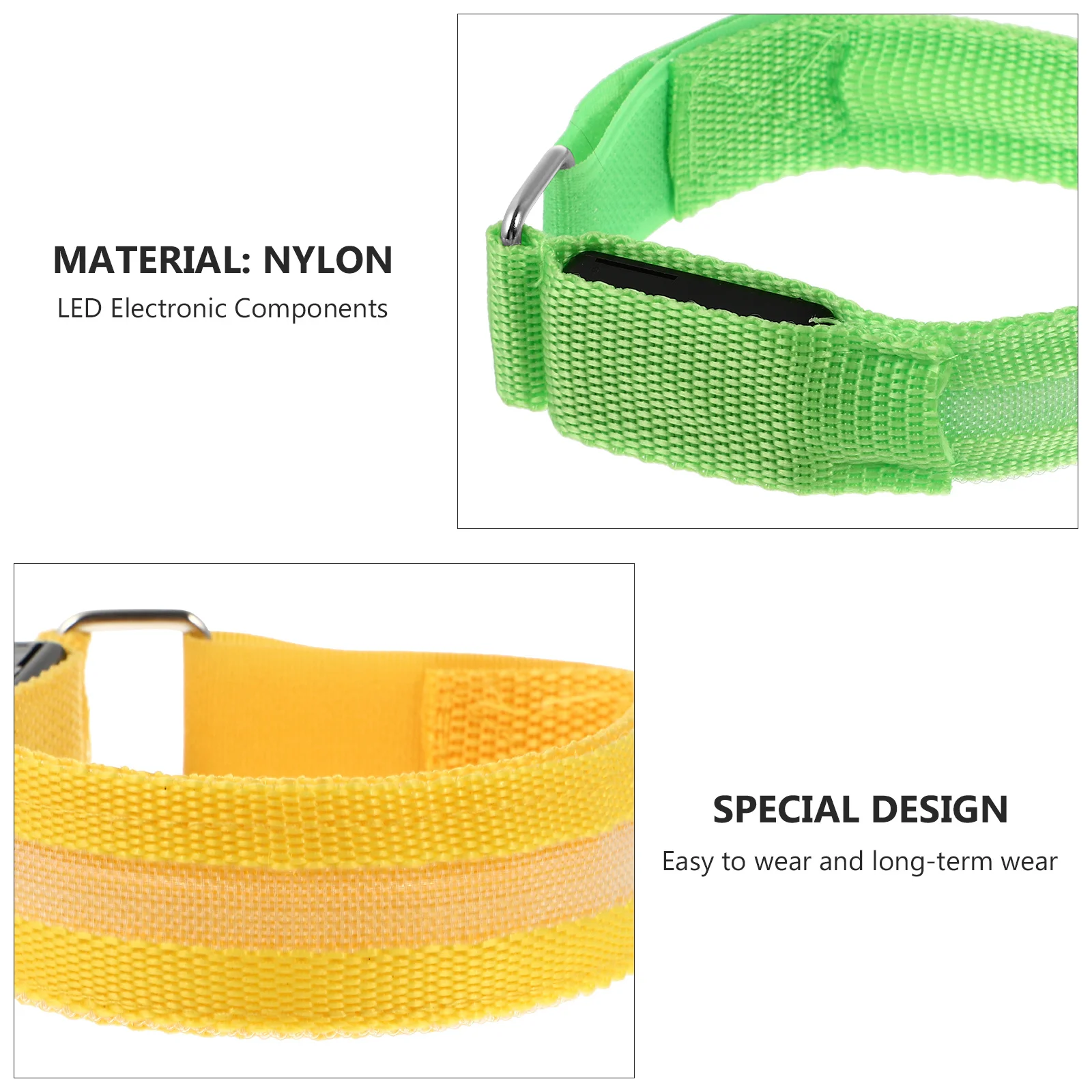 

2Pcs Fluorescent LED Armband Glow Running Bracelet Adjustable Luminous Wrist Band for Night Activities Cycling Mountaineering