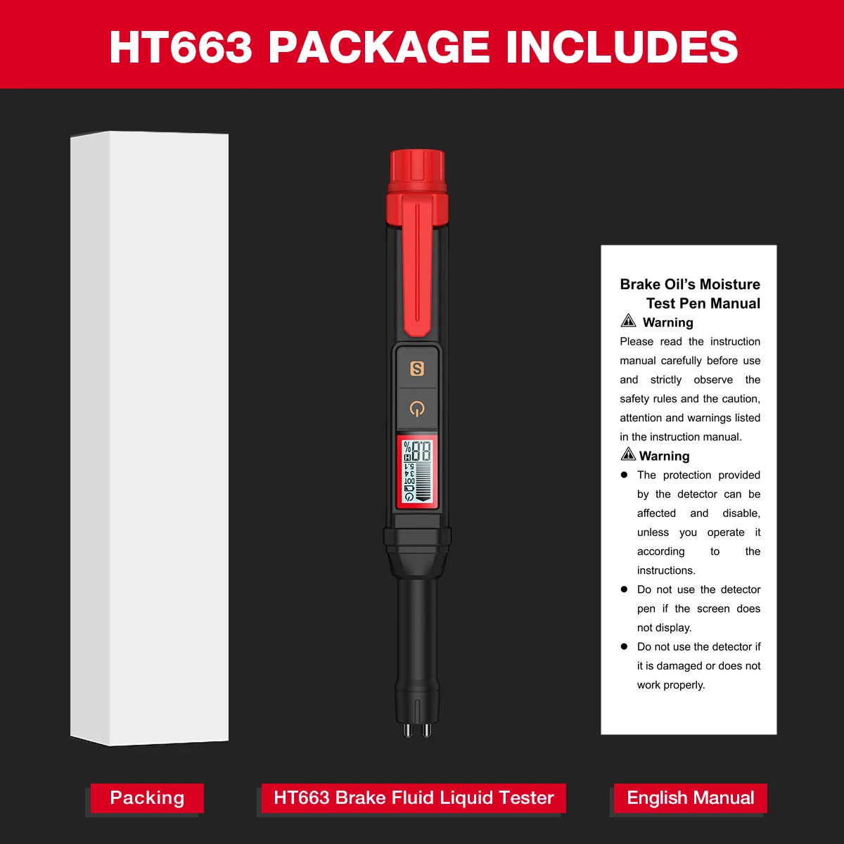 3-Farben-Hintergrundbeleuchtung Tragbarer Digitaler Bremsflüssigkeitstester Präziser Auto-Bremsöltester mit Ton- und Lichtalarm DOT3 DOT4 DOT5.1 – Detail 30