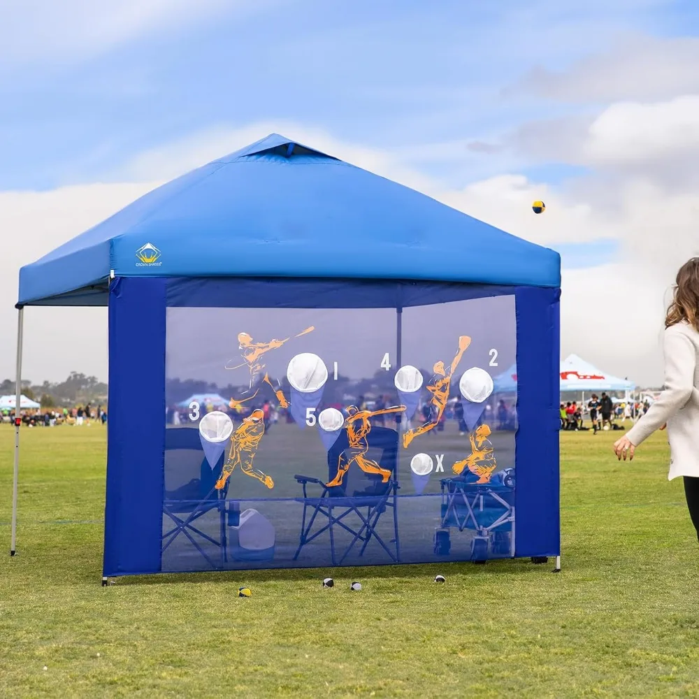 เต็นท์กันสาดแบบป๊อปอัพขนาด 10x10 ฟุต พร้อมตาข่ายกันแมลง - ติดตั้งง่าย ใช้เป็นร่มกันแดดสำหรับกิจกรรมกลางแจ้งและงานปาร์ตี้