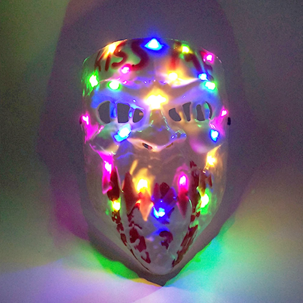 Kleurrijk lichtgevend horrormasker LED-gloeiend Kiss Me-masker Neon Light Up Film Cosplay Purge Masker Halloween Party Kostuum Rekwisieten