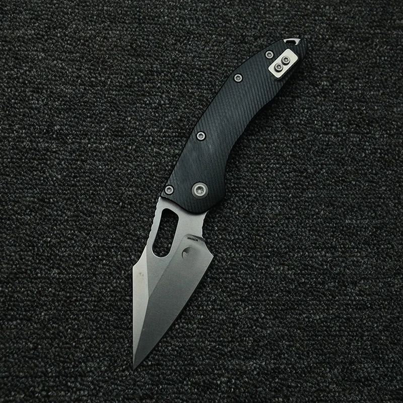 LEMIFSHE  Manual Stitch Textured G10 Handle Deep Carry Clip Mark M390MK Blade Hunting Fish EDC Tool Folding Camp Pocket Knife