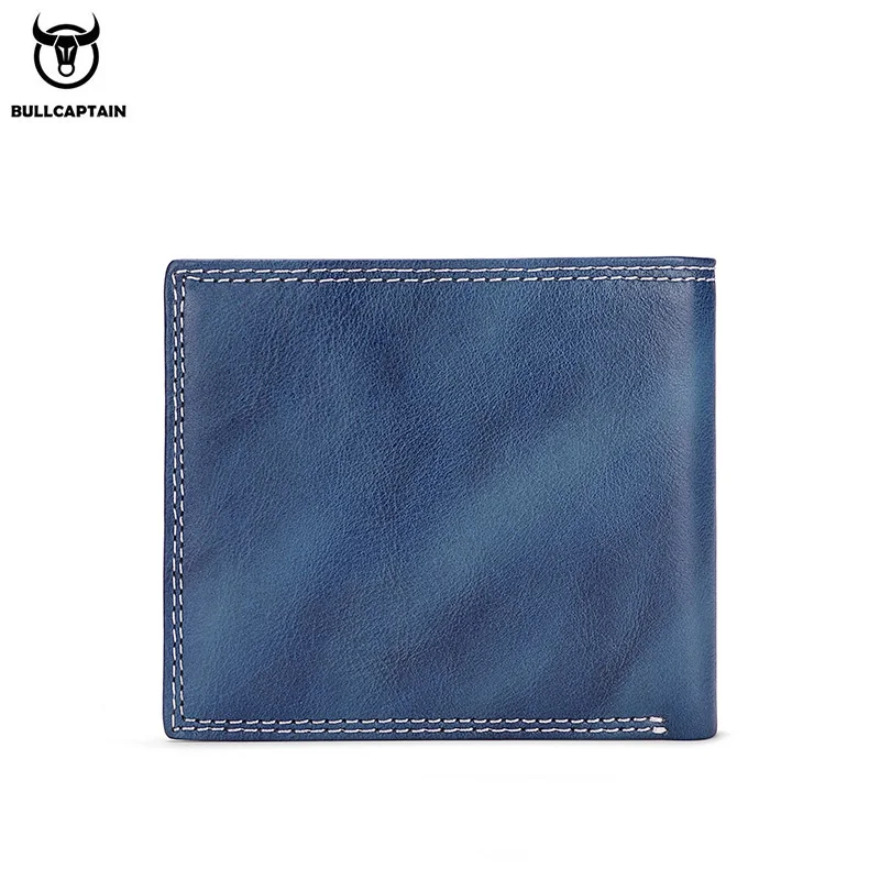 BULLCAPTAN Genuine Leather Men's Wallet RFID Function Fashion Men's Card Clip Wallet Latest Gift Box Men's Business Wallet QB032