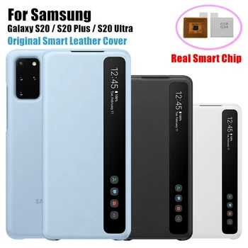 Smart Flip Cover For Samsung Galaxy S20 Ultra S20 Plus S20+ S20 5G EF-ZG980 Flip-free Window View Smart Chip Leather Cases