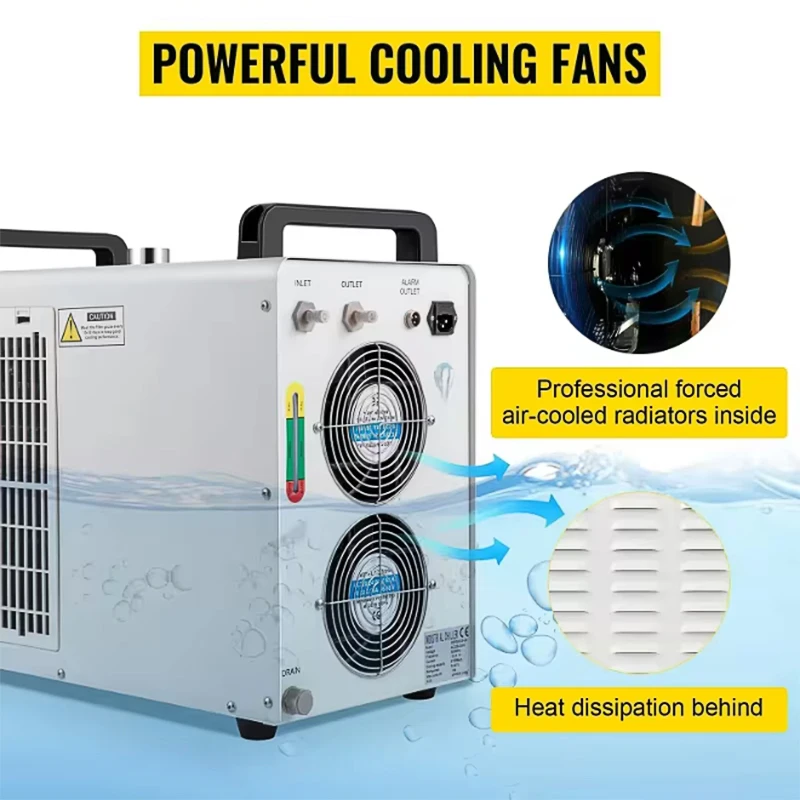 

SIHAO CW3000 CW5000 CW5200 Промышленный охладитель воды для гравировального станка CO2, охлаждения 40 Вт, 50 Вт, 60 Вт, 80 Вт, лазерная трубка