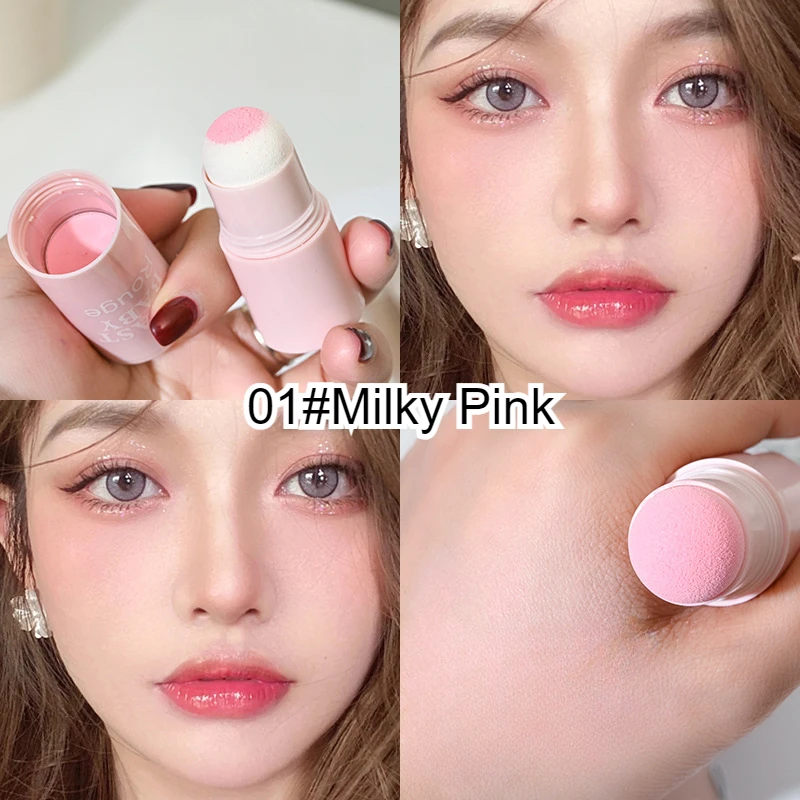 Yunrou Soft Nebbia Fard Stick Colore rosa naturale Fard Stick Viso Fard Patting Powder Blushers per le guance Carino stile coreano