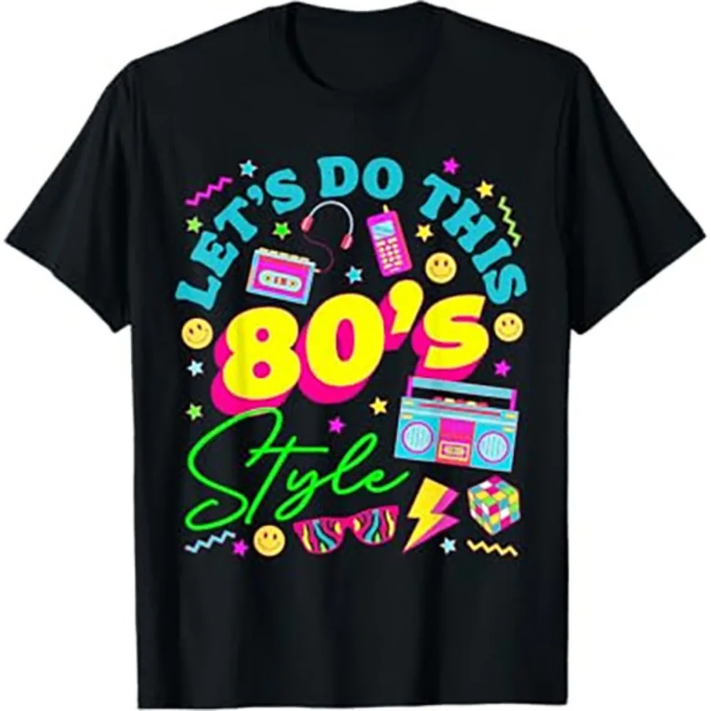 

Мужская хлопковая футболка в стиле ретро 80-х годов, винтажный дизайн для вечеринки, футболка 80-х годов, летняя свободная дышащая мужская рубашка унисекс в стиле Харадзюку, топы