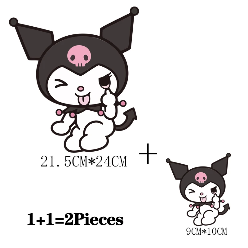 2Pcs/Lot Kuromi Cute Ironing Applications For Children\'s Clothing Kids Iron On Adhesive Thermo Patches Thermal Transfer Stickers