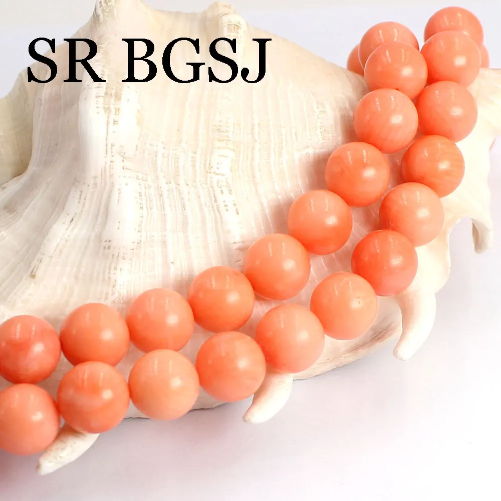 15inch 9-10mm 3A Genuine Natural Light Round  Orange Coral Loose Beads for Jewelry Making DIY Bracelet Necklace Accessories