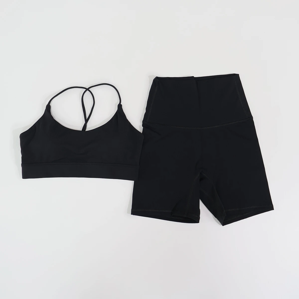 Sommer 2-teiliges Damen-Sportset mit überkreuztem Rücken, bequeme Yoga- und Fitnesskleidung, Sportbekleidung, BH und Trainingskleidungsset – Detail 16