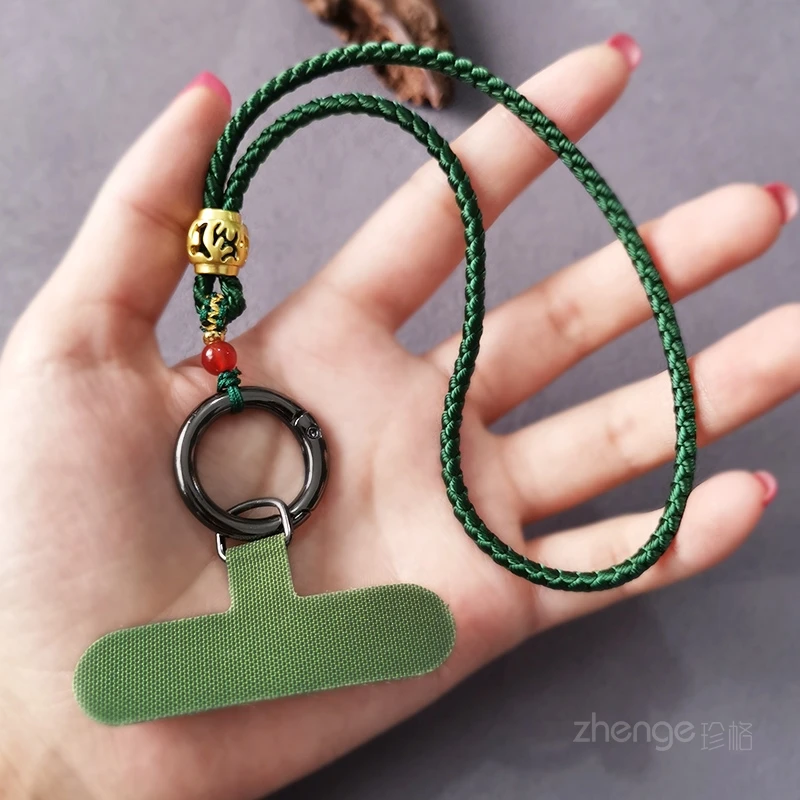 Retro National Style Six Words of Truth Wrist Rope Anti-drop Mobile Phone Rope Strong Hand-woven Rope Clip Old Style Lanyard