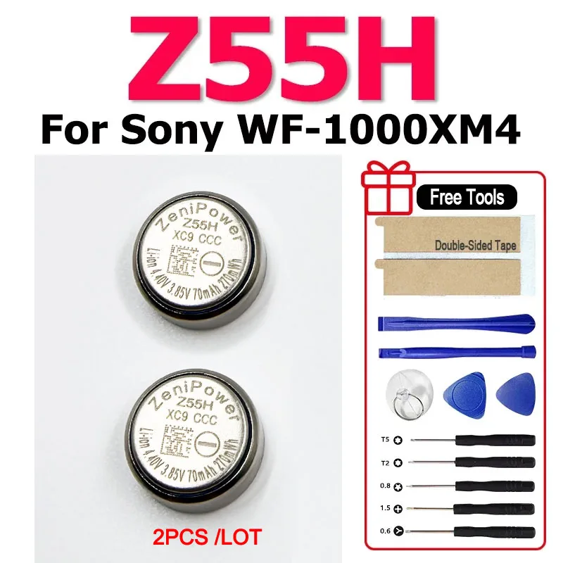 

Z55H 3,85 В 70 мАч Высококачественный аккумулятор для SONY WF-1000XM4 1000XM4 XM4 Bluetooth наушники гарнитура Batteria + бесплатные инструменты