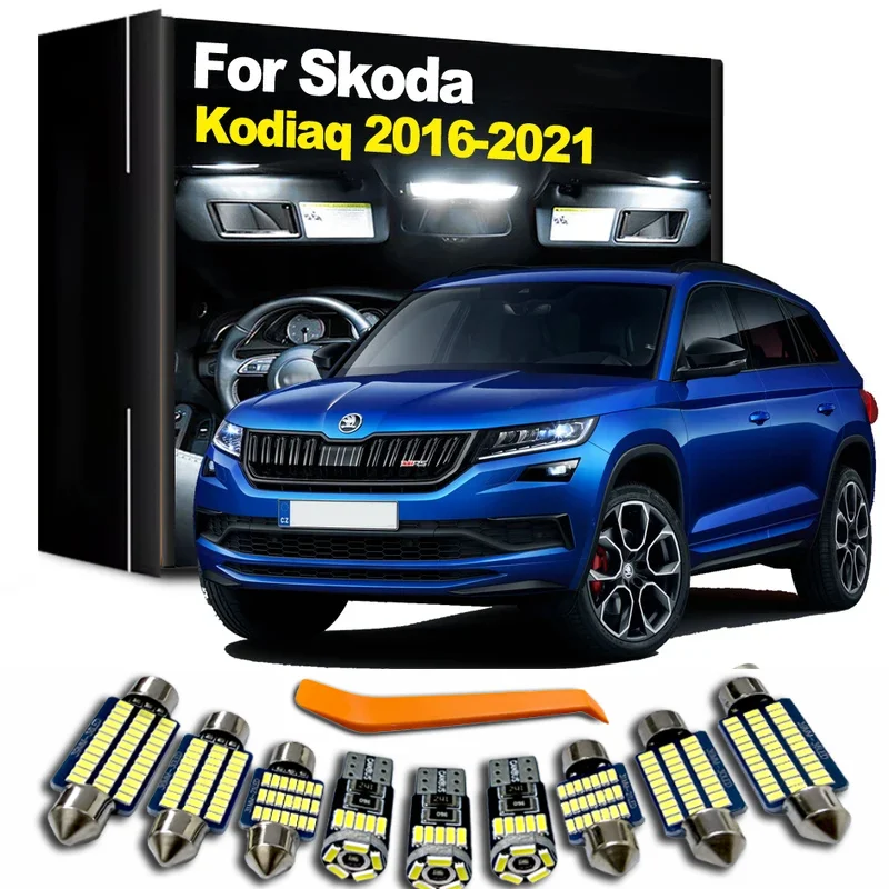 15Pcs Complete LED Bulb Interior Dome Foot Courtesy Light Kit For Skoda Kodiaq 2016 2017 2018 2019 2020 2021 Trunk Lamp