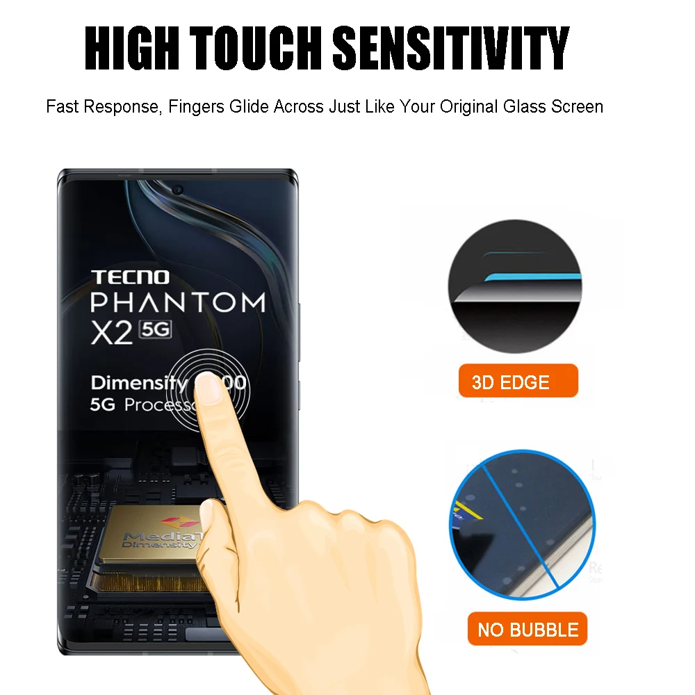 Full Coverage Tempred Glass For Tecno Phantom X2 3D Protective Films HD Screen Protector for Tecno Phantom X/Phantom X2 Pro