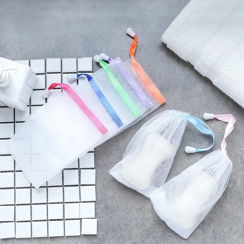 10PCS Hangable Soap Bags Bath Shower Gel Facial Cleanser Foaming Mesh Bags Body Soap Cleanser Bubble Net Bags Cleaning Tools